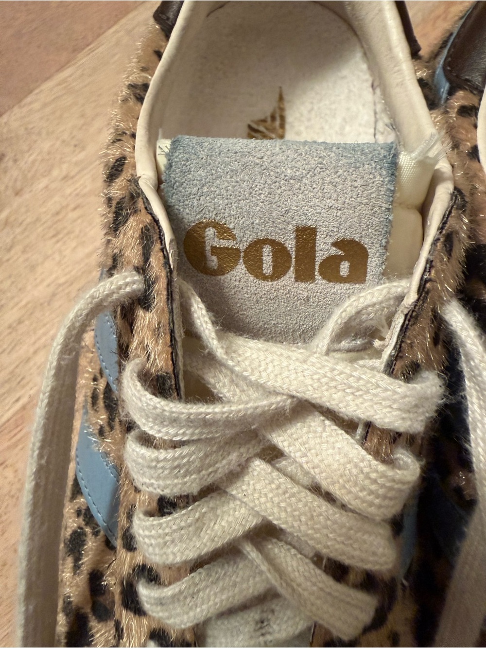 Gola Elan Leopard Print Low-Top Womens Sneaker Light Blue stripe size 6 - Picture 5 of 9